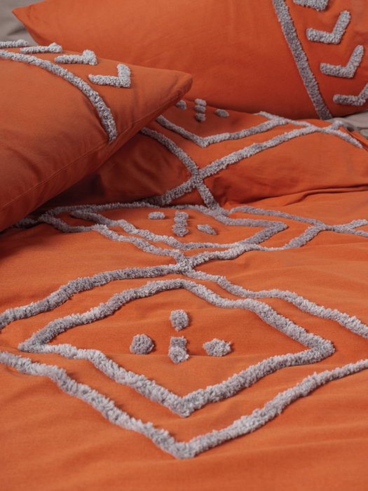 L'essentiel linge de maison Liya - Tile Red Juego de Fundas para Edredón Doble